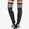 Best reviews of 👏 Blackheart Black & White Varsity Stripe Thigh Highs 🔥 -HT Style Outlet Store 11349936 hi
