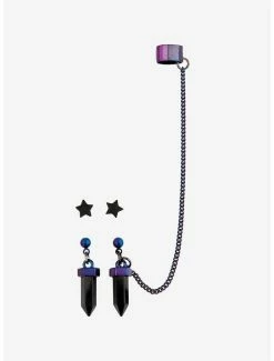 Discount 🧨 Blackheart Moon Star Crystals Cuff Earring Set 🎁 -HT Style Outlet Store 11415021 av2