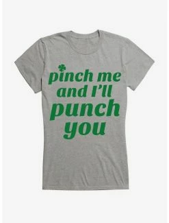Hot Sale ⭐ St. Patty's Pinch Me And I'll Punch You 👧 Girls T-Shirt 🎁 -HT Style Outlet Store 11834366 hi