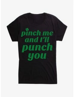 Hot Sale ⭐ St. Patty's Pinch Me And I'll Punch You 👧 Girls T-Shirt 🎁 -HT Style Outlet Store 11834373 hi