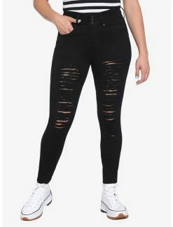 Discount 🎉 HT Denim Black Destructed Hi-Rise Super Skinny 👖 Jeans 😀 -HT Style Outlet Store 11849332 hi 1