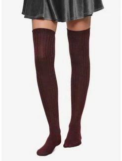 Outlet 🤩 Maroon Marled Over-The-Knee 🧦 Socks 👍