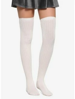 Best Pirce 🛒 Basic Ivory Over-The-Knee 🧦 Socks 🔥