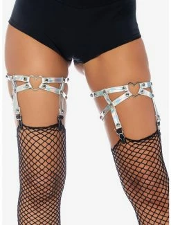 Best deal ⭐ Dual Strap Holographic Garter With Hearts ✔️
