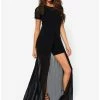 Outlet ✨ Black Sheer High Slit 👗 Dress 👏 -HT Style Outlet Store 12374408 hi