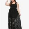 Hot Sale ❤️ Black Lace-Up Skull Lace Maxi 👗 Dress Plus Size 👍 -HT Style Outlet Store 12629517 hi