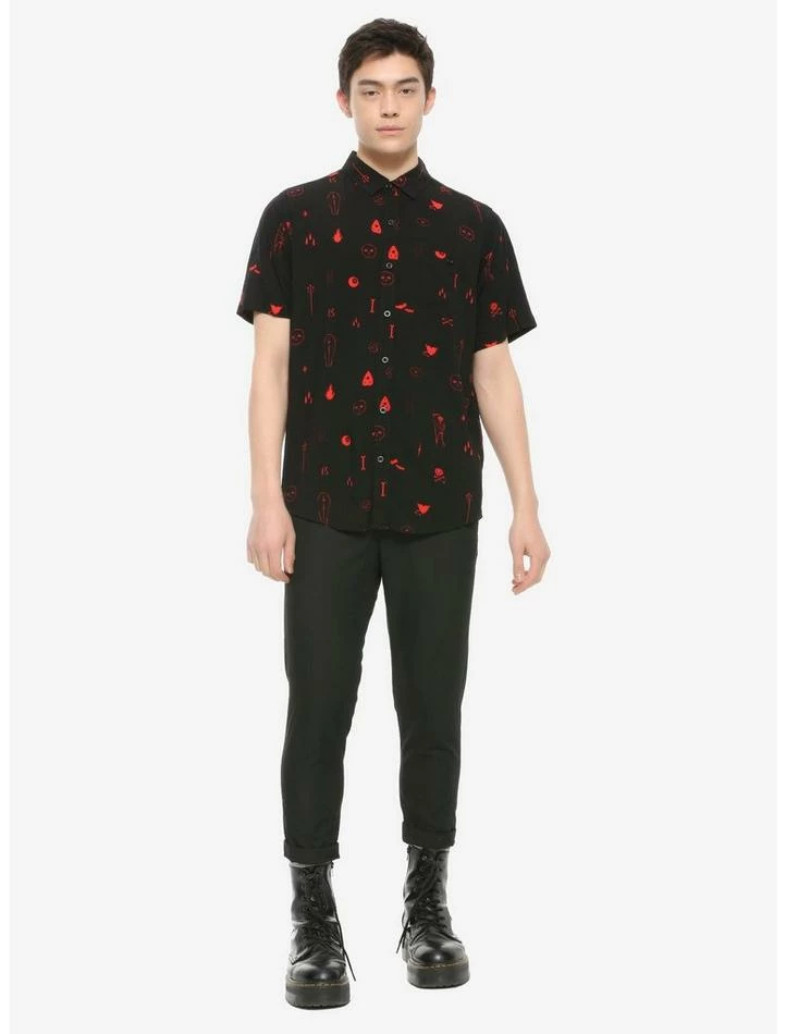 Brand new ๐คฉ Dark Symbols Black & Red Woven Button-Up ๐ 4 Brand new ๐คฉ Dark Symbols Black & Red Woven Button-Up ๐ - Image 2