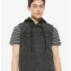 Discount 👏 Black Washed Removable Hood Denim Vest 🛒 2 Discount 👏 Black Washed Removable Hood Denim Vest 🛒 -HT Style Outlet Store 12831842 hi