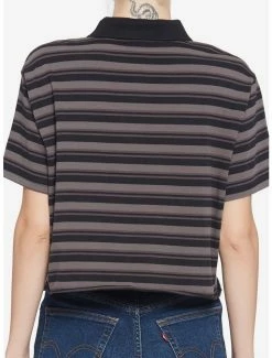 Coupon 💯 Black & White Stripe Coffin Oversized 👧 Girls Polo 👕 Shirt 👍 -HT Style Outlet Store 12863735 av2