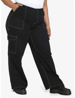 Coupon 🥰 HT Denim Black & Green Stitch Hi-Rise Carpenter Pants Plus Size ⭐ -HT Style Outlet Store 13230256 av2