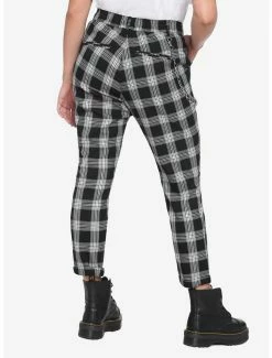 Best Sale 😉 Black & White Plaid Pants With Detachable Chain ⌛ -HT Style Outlet Store 13247310 av1