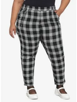 Best deal 😀 Black & White Plaid Pants With Detachable Chain Plus Size ✨