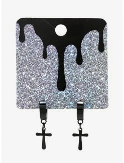 New 🔥 Black Cross Mini Hoop Earrings 💯 -HT Style Outlet Store 13369601 av1