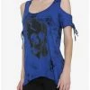 Best Pirce ❤️ Skull Lace-Up Cold Shoulder Shark Bite Tie-Dye 👧 Girls Top ⭐ -HT Style Outlet Store 13445498 hi