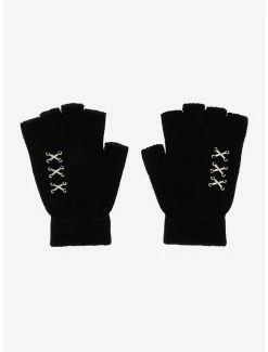 Wholesale ⭐ Black Pierced Fingerless Gloves 🎁