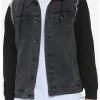 Buy 😀 Black Removable Hood & Sleeves Denim Jacket ⭐ -HT Style Outlet Store 13886351 hi