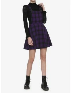 Best Sale 🔥 Black & Purple Plaid 👗 Skirtall 💯 -HT Style Outlet Store 14014580 av1