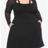 Best deal ❤️ Mesh & Buckle Strap 👗 Dress Plus Size 🔔