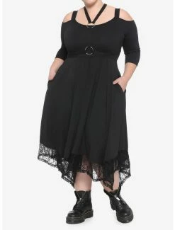 Deals ❤️ Black Harness & Cold Shoulder Maxi 👗 Dress Plus Size 🛒 -HT Style Outlet Store 14016076 av1