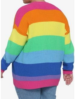 Top 10 ❤️ Rainbow Stripe Chunky Knit 👧 Girls Cardigan Plus Size 🛒 -HT Style Outlet Store 14120764 av2