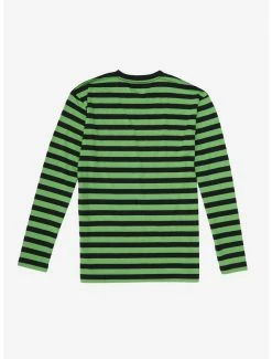 Coupon ⭐ Green & Black Stripe Long-Sleeve T-Shirt ❤️ -HT Style Outlet Store 14191355 av1
