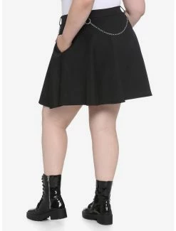 Hot Sale 😀 Black Chains & Clips Skater 👗 Skirt Plus Size 😀 -HT Style Outlet Store 14273295 av1