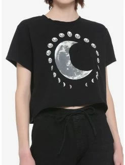 New 💯 Moon Phases Boxy 👧 Girls Crop T-Shirt ✨
