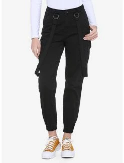 Deals ✔️ Black Suspender Cargo Pants 😀