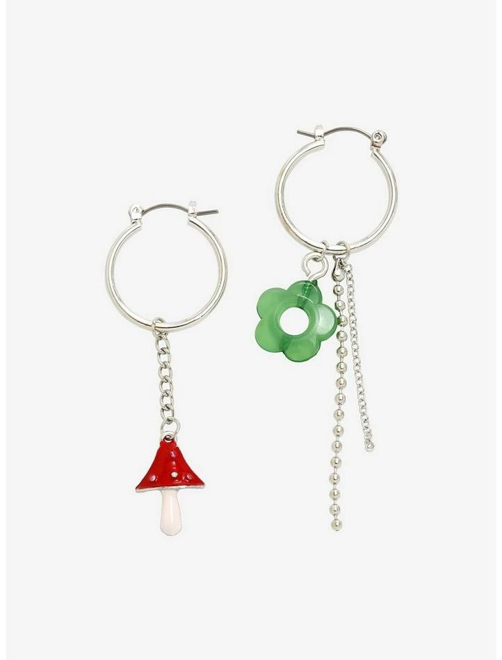 New 🎁 Mushroom & Flower Mismatch Drop Earrings ⌛ 2 New 🎁 Mushroom & Flower Mismatch Drop Earrings ⌛