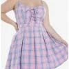Buy π Pink & Purple Plaid Lace-Up π Dress Plus Size π 1 Buy π Pink & Purple Plaid Lace-Up π Dress Plus Size π -HT Style Outlet Store 14701329 hi