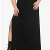 Budget 🔥 Black Side Slit Maxi 👗 Skirt Plus Size 🧨 -HT Style Outlet Store 14704599 hi