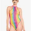 Coupon 🔥 Rainbow Striped Halter Bodysuit 🔔 -HT Style Outlet Store 14705012 hi