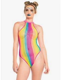 Coupon 🔥 Rainbow Striped Halter Bodysuit 🔔