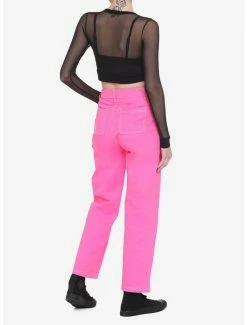 Discount 🔥 Black Mesh Layered 👧 Girls Crop Long-Sleeve Top ⌛ -HT Style Outlet Store 14731948 av2