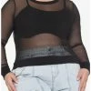 Best deal ๐งจ Black Mesh Layered ๐ง Girls Crop Long-Sleeve Top Plus Size โญ 1 Best deal ๐งจ Black Mesh Layered ๐ง Girls Crop Long-Sleeve Top Plus Size โญ -HT Style Outlet Store 14731956 hi