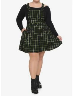 Cheapest ⌛ Green & Black Grid Plaid Pleated 👗 Skirtall Plus Size 👍 -HT Style Outlet Store 14848835 av1