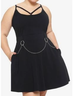 Discount ✔️ Chain Belt Strappy Skater 👗 Dress Plus Size 🎁