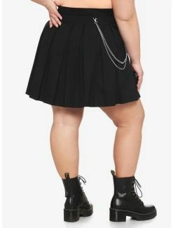 Promo ❤️ Black O-Ring Chain Pleated 👗 Skirt Plus Size 🛒 -HT Style Outlet Store 14849869 av1