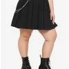 Promo ❤️ Black O-Ring Chain Pleated 👗 Skirt Plus Size 🛒 -HT Style Outlet Store 14849869 hi
