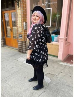 Cheap 😉 Moon Phase Chiffon Fringe Short Duster 🌟 -HT Style Outlet Store 14849998 av3