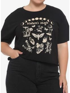 Buy 🧨 Nature's Magic Mushroom Moon 👧 Girls Crop T-Shirt Plus Size 🔔