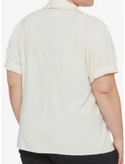 Best Sale 🧨 Antique White Ruffle Bow 👧 Girls Woven Button-Up Plus Size ✔️ -HT Style Outlet Store 14850187 av2