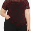 Best Pirce 🛒 Red Dragons Flocked Layered 👧 Girls Top Plus Size 😀 -HT Style Outlet Store 14885861 hi