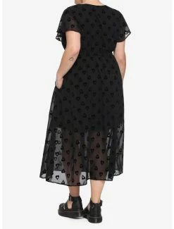 Outlet ⭐ Black Planchette Tie-Front Midi 👗 Dress Plus Size ✔️ -HT Style Outlet Store 14918099 av1