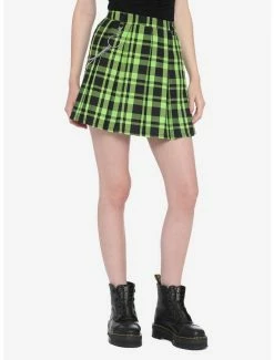 Hot Sale ๐ฏ Green & Black Plaid Pleated Chain ๐ Skirt ๐