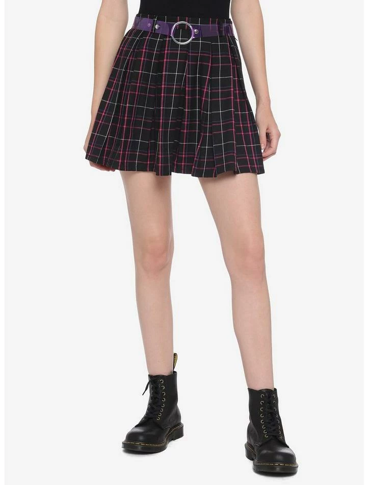 Cheapest ๐ Black Purple Pink Plaid Pleated ๐ Skirt With O-Ring Belt ๐งจ 3 Cheapest ๐ Black Purple Pink Plaid Pleated ๐ Skirt With O-Ring Belt ๐งจ