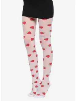 Flash Sale ✔️ White Strawberry Pattern Tights 🎁