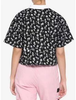 Promo ✨ Skull Rose Oversized 👧 Girls Crop Polo 👚 Shirt 🧨 -HT Style Outlet Store 14951383 av2