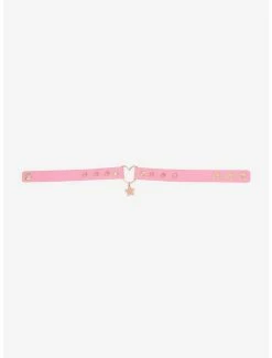 Cheapest 🤩 Pink Sakura Blossom Heart-Ring Spike Choker 🎉 -HT Style Outlet Store 15025115 av1