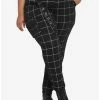 Hot Sale 🧨 HT Denim Black & White Grid Print Cargo Jogger Pants With Grommet Belt Plus Size 👍 -HT Style Outlet Store 15087561 hi